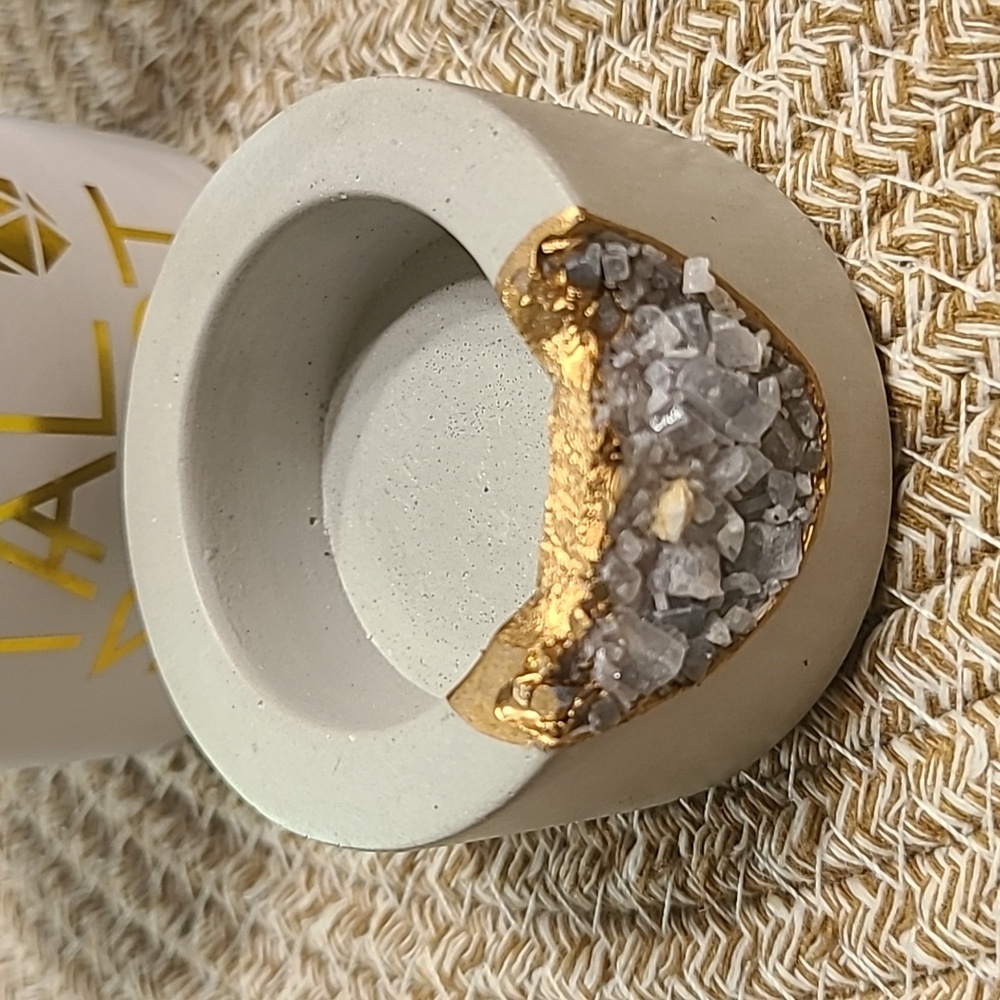 Decorative White Crystal Tealight Holders with Gold Accent - Picture 2 of 7